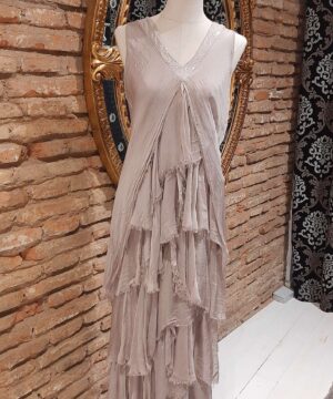 VESTIDO PICO LENTEJUELAS CAPAS