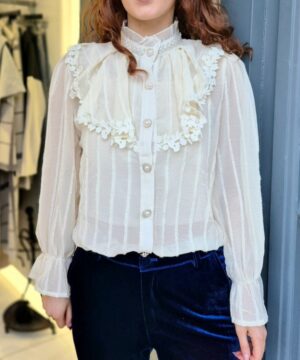 CAMISA GASA RAYAS CUELLO PUNTILLA